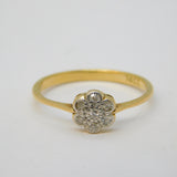 Victorian 18ct Yellow Gold & Brilliant Cut Daisy Floral Cluster Ring Antique