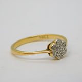 Victorian 18ct Yellow Gold & Brilliant Cut Daisy Floral Cluster Ring Antique