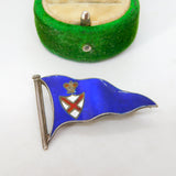 Victorian Sterling Silver & Enamel Sailing Flag Brooch Antique 1876 Birmingham
