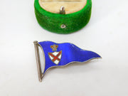 Victorian Sterling Silver & Enamel Sailing Flag Brooch Antique 1876 Birmingham