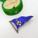 Victorian Sterling Silver & Enamel Sailing Flag Brooch Antique 1876 Birmingham