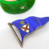Victorian Sterling Silver & Enamel Sailing Flag Brooch Antique 1876 Birmingham