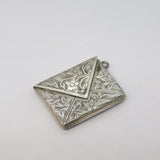 Edwardian Sterling Silver Floral Envelope Form Stamp Case Antique 1903 Birmingham