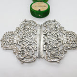Victorian Sterling Silver Green Man Floral Pattern Nurses Buckle Antique 1894