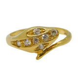 18ct Yellow Gold & Brilliant Cut White Spinel Snake or Serpent Ring Vintage