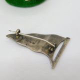 Victorian Sterling Silver & Enamel Sailing Flag Brooch Antique 1876 Birmingham