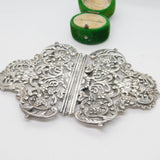 Victorian Sterling Silver Green Man Floral Pattern Nurses Buckle Antique 1894