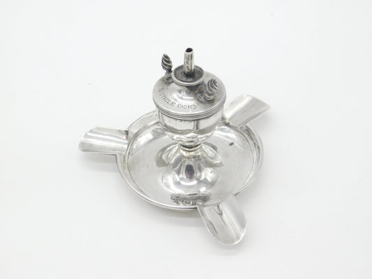 Edwardian Sterling Silver Table Lighter & Ashtray Engraved 1902 Birmingham