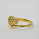 18ct Yellow Gold & Brilliant Cut White Spinel Snake or Serpent Ring Vintage