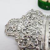 Victorian Sterling Silver Green Man Floral Pattern Nurses Buckle Antique 1894