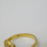 18ct Yellow Gold & Brilliant Cut White Spinel Snake or Serpent Ring Vintage