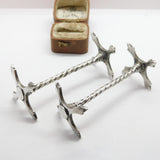 Edwardian Pair of Sterling Silver Cross Pattern Knife Rests 1906 London