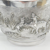 Victorian Kutch Indian Sterling Teapot Elephant, Tiger & Hunting Scenes c1890