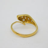 18ct Yellow Gold & Brilliant Cut White Spinel Snake or Serpent Ring Vintage