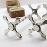 Edwardian Pair of Sterling Silver Cross Pattern Knife Rests 1906 London