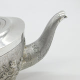 Victorian Kutch Indian Sterling Teapot Elephant, Tiger & Hunting Scenes c1890