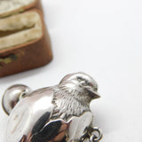Sterling Silver Mother of Pearl Chick in Egg Baby Rattle & Teether 1922 Antique