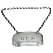 George IV Sterling Silver Rum Decanter Label Antique 1830 Birmingham J. Willmore