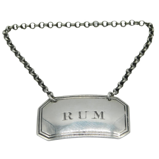 Antique Georgian Silver Rum Label