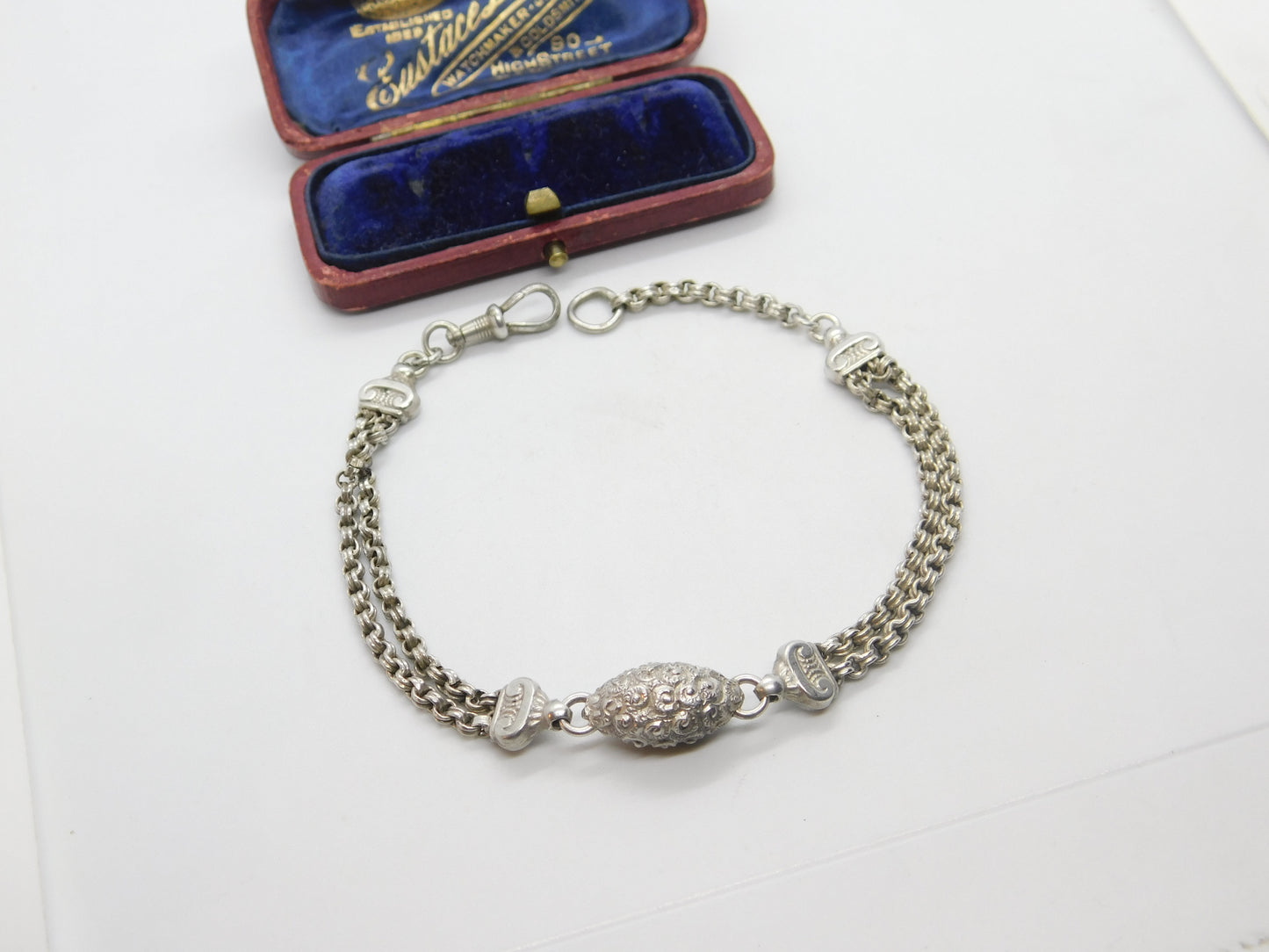 French 19th Century Sterling Silver Albertina Bracelet Antique c1860 8.5" Length