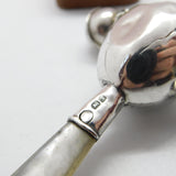 Sterling Silver Mother of Pearl Chick in Egg Baby Rattle & Teether 1922 Antique