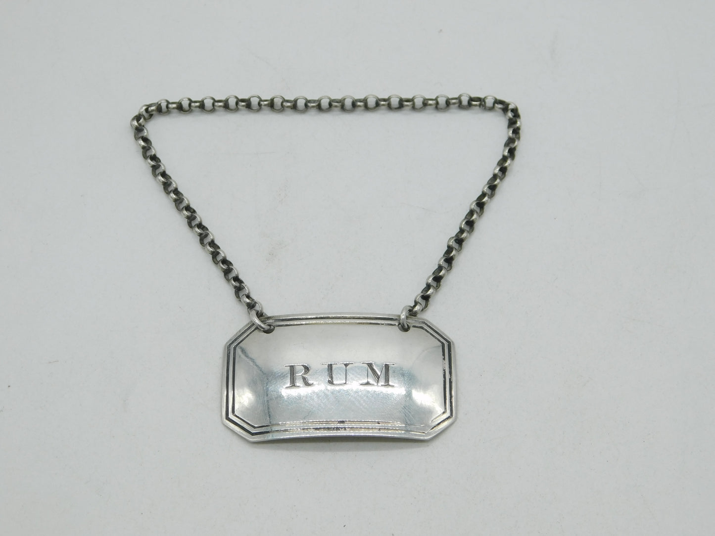 George IV Sterling Silver Rum Decanter Label Antique 1830 Birmingham J. Willmore