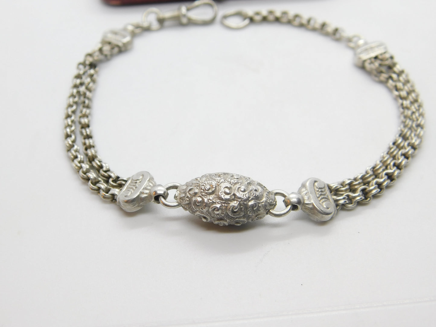 French 19th Century Sterling Silver Albertina Bracelet Antique c1860 8.5" Length