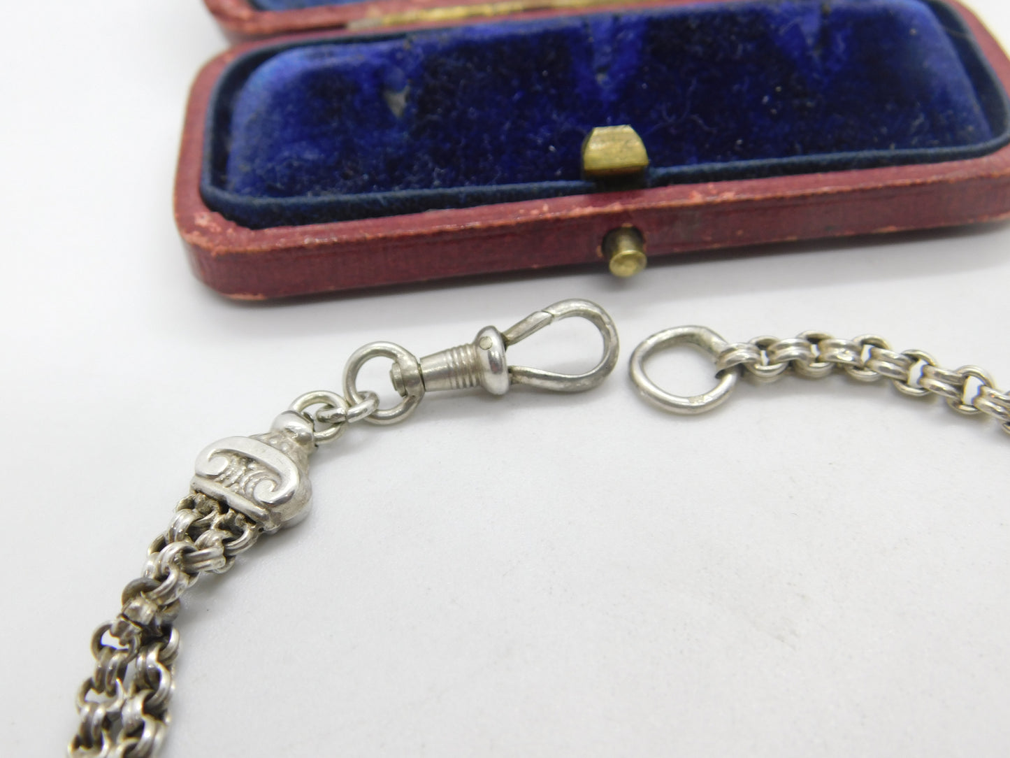 French 19th Century Sterling Silver Albertina Bracelet Antique c1860 8.5" Length