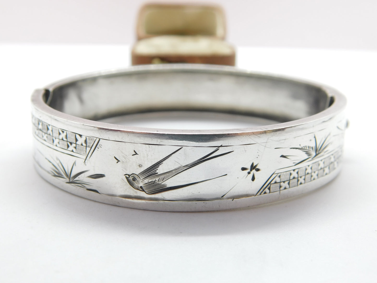 Victorian Aesthetic Movement Sterling Silver Swallow Bangle Bracelet c1880