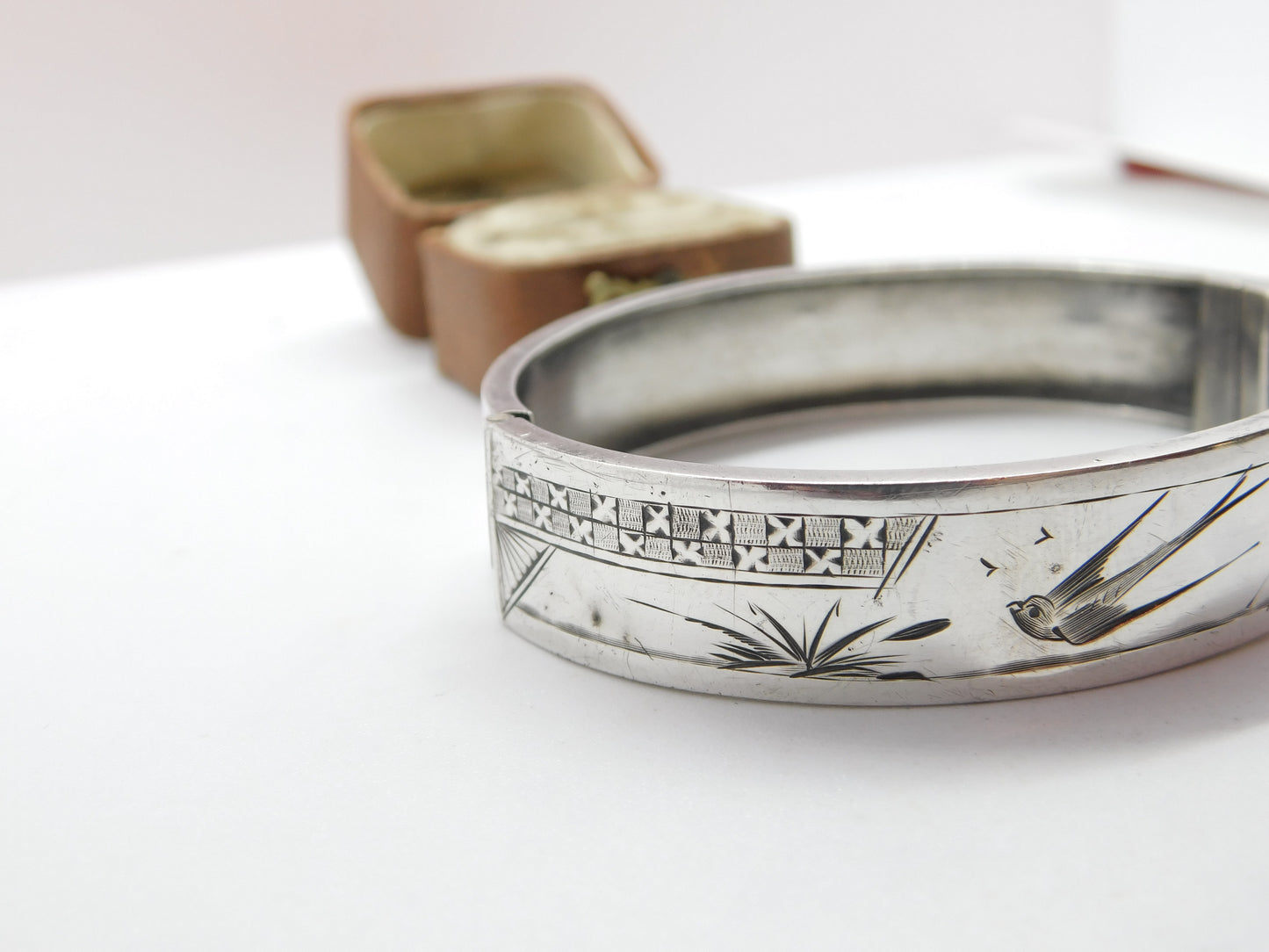 Victorian Aesthetic Movement Sterling Silver Swallow Bangle Bracelet c1880