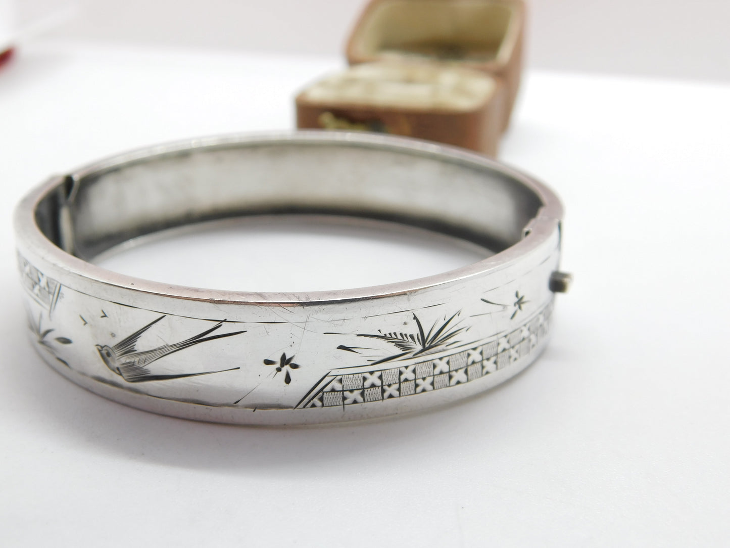 Victorian Aesthetic Movement Sterling Silver Swallow Bangle Bracelet c1880