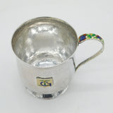 Bernard Instone Sterling Silver & Enamel Christening Mug Antique 1927 Deco
