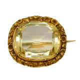 George III 15ct Yellow Gold & Faceted Citrine Brooch Pin Antique c1790s