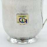 Bernard Instone Sterling Silver & Enamel Christening Mug Antique 1927 Deco