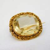 George III 15ct Yellow Gold & Faceted Citrine Brooch Pin Antique c1790s