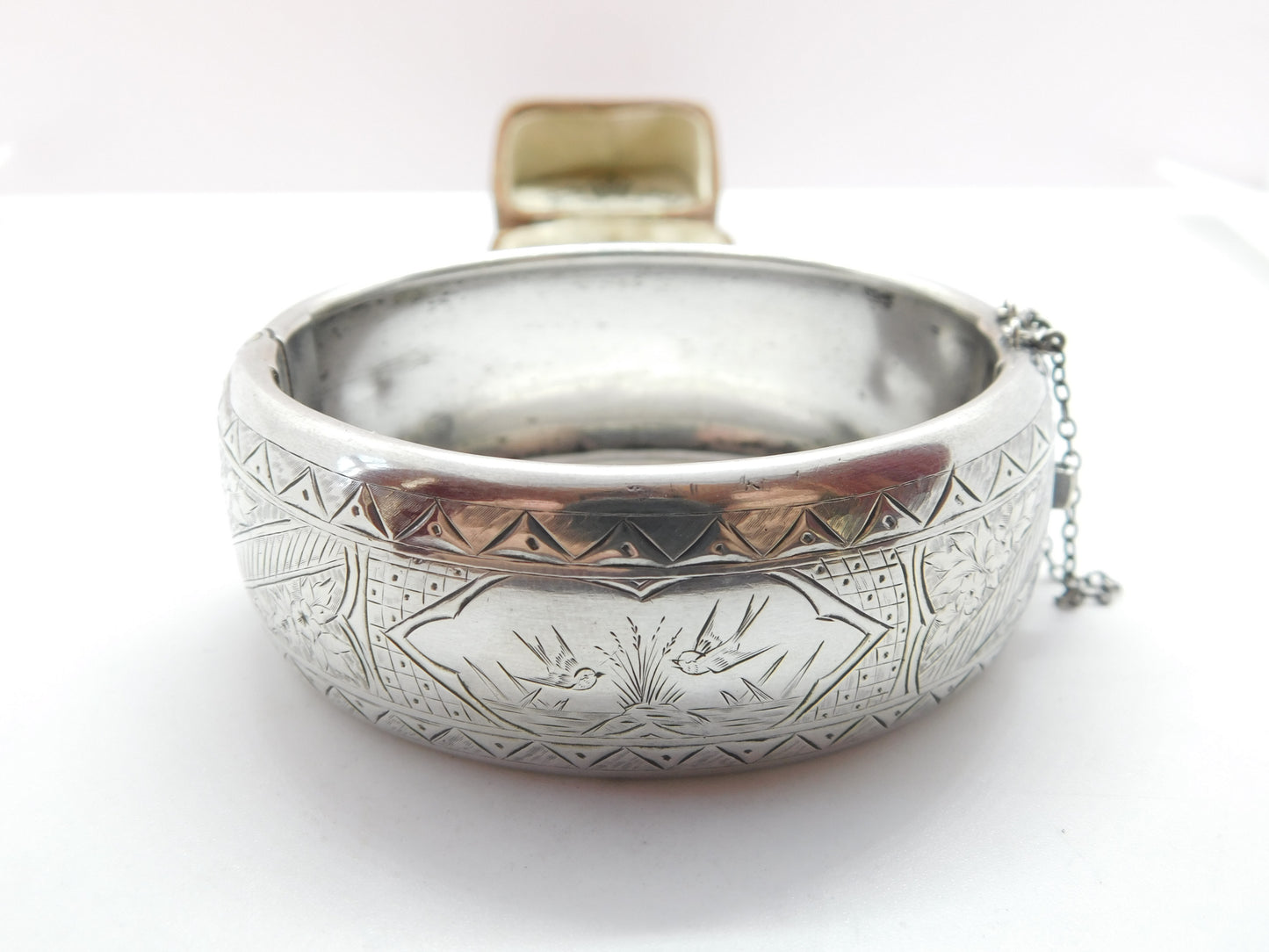 Victorian Sterling Silver Aesthetic Movement Swallows Cuff Bangle c1880 Antique