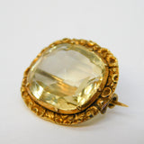 George III 15ct Yellow Gold & Faceted Citrine Brooch Pin Antique c1790s