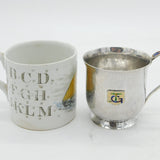 Bernard Instone Sterling Silver & Enamel Christening Mug Antique 1927 Deco