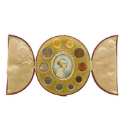 Boxed 15ct Gold Mounted Queen Victoria Memorial Miniature Painting & Coin Set Antique