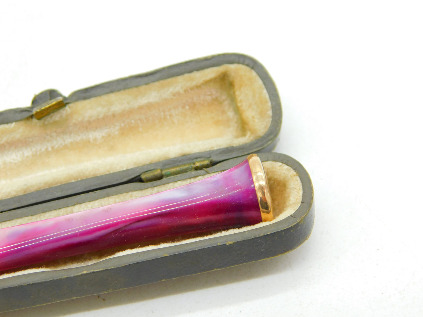 Ladies Boxed 9ct Rose Gold Pink Mother of Pearl Cigarette Holder Antique c1920
