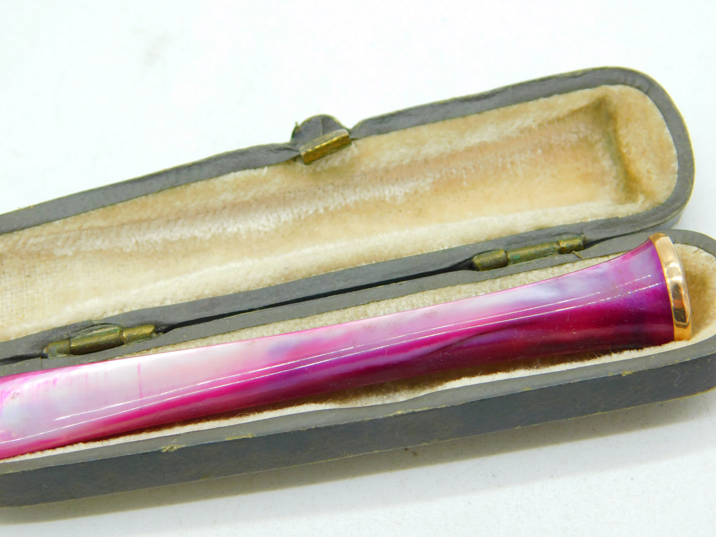 Ladies Boxed 9ct Rose Gold Pink Mother of Pearl Cigarette Holder Antique c1920