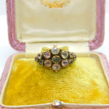 Georgian 15ct Yellow Gold Tourmaline Set Floral Cluster Ring c1800 Antique