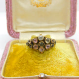 Georgian 15ct Yellow Gold Tourmaline Set Floral Cluster Ring c1800 Antique