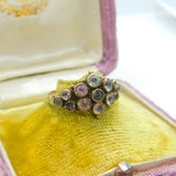 Georgian 15ct Yellow Gold Tourmaline Set Floral Cluster Ring c1800 Antique