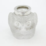 Edwardian Sterling Silver Rim & Cut Glass Owl Form Match Striker Antique 1903k