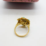 9ct Yellow Gold Turquoise Set Victorian Style Floral Ring 1971 London