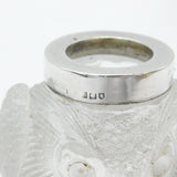 Edwardian Sterling Silver Rim & Cut Glass Owl Form Match Striker Antique 1903k