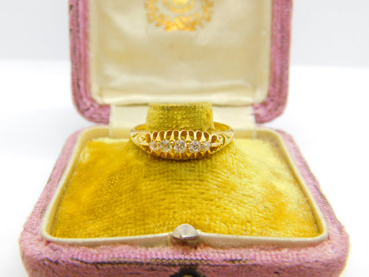 Edwardian 18ct Yellow Gold 0.3ct Five-Stone Diamond Boat Ring 1910 Birmingham