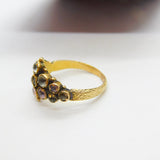 Georgian 15ct Yellow Gold Tourmaline Set Floral Cluster Ring c1800 Antique