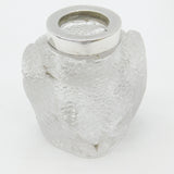 Edwardian Sterling Silver Rim & Cut Glass Owl Form Match Striker Antique 1903k